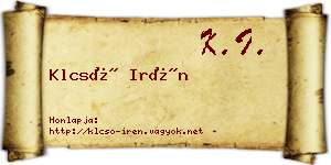 Klcsó Irén névjegykártya